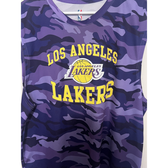 NBA LA Lakers Jersey Shirt Mens XL Purple Camo LeBron James Basketball Tank Top - Picture 4 of 5